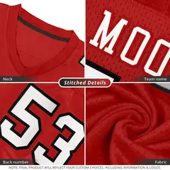 Red White-Black Classic Style Mesh Authentic Football Jersey 4