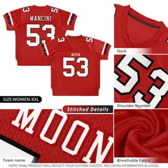 Red White-Black Classic Style Mesh Authentic Football Jersey 5