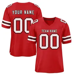 Red White-Black Classic Style Mesh Authentic Football Jersey