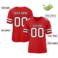 Red White-Black Classic Style Mesh Authentic Football Jersey 2