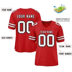 Red White-Black Classic Style Mesh Authentic Football Jersey 4