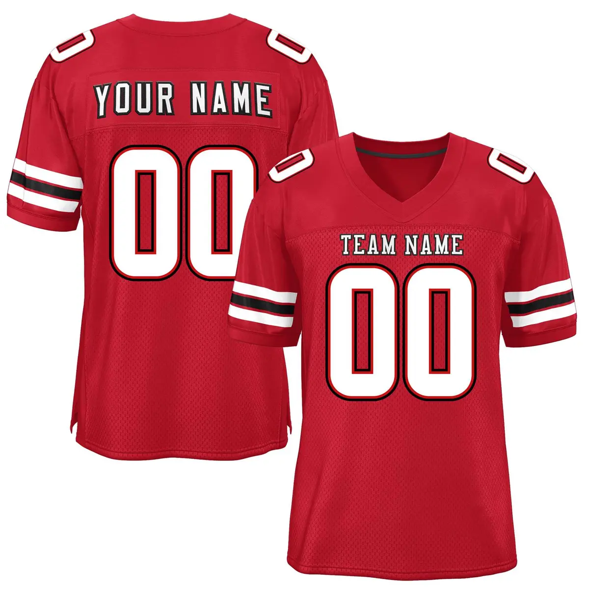 Red White-Black Classic Style Mesh Authentic Football Jersey