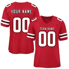 Red White-Black Classic Style Mesh Authentic Football Jersey