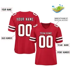 Red White-Black Classic Style Mesh Authentic Football Jersey 2