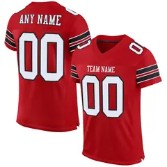 Red White-Black Classic Style Mesh Authentic Football Jersey 1
