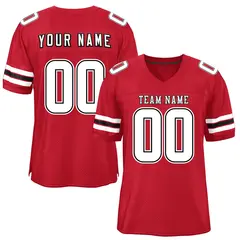 Red White-Black Classic Style Mesh Authentic Football Jersey 1