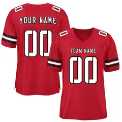 Red White-Black Classic Style Mesh Authentic Football Jersey