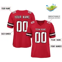 Red White-Black Classic Style Mesh Authentic Football Jersey 2