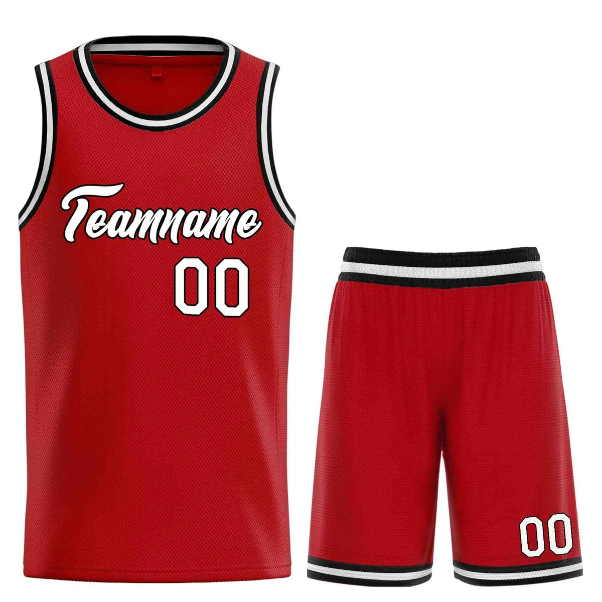 Red White-Black Classic Team Basketball Jersey