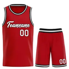 Red White-Black Classic Team Basketball Jersey 1
