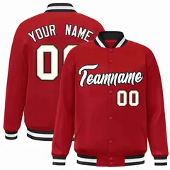 Red White-Black Classic Varsity Full-Snap Letterman Jacket