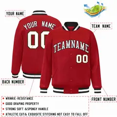 Red White-Black Classic Varsity Full-Snap Letterman Jacket 2