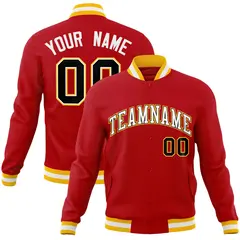 Red White-Black Classic Varsity Full-Snap Letterman Jacket 1