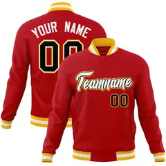 Red White-Black Classic Varsity Full-Snap Letterman Jacket 1