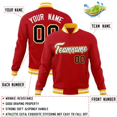 Red White-Black Classic Varsity Full-Snap Letterman Jacket 4