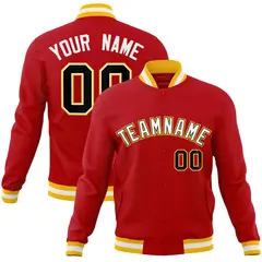 Red White-Black Classic Varsity Full-Snap Letterman Jacket