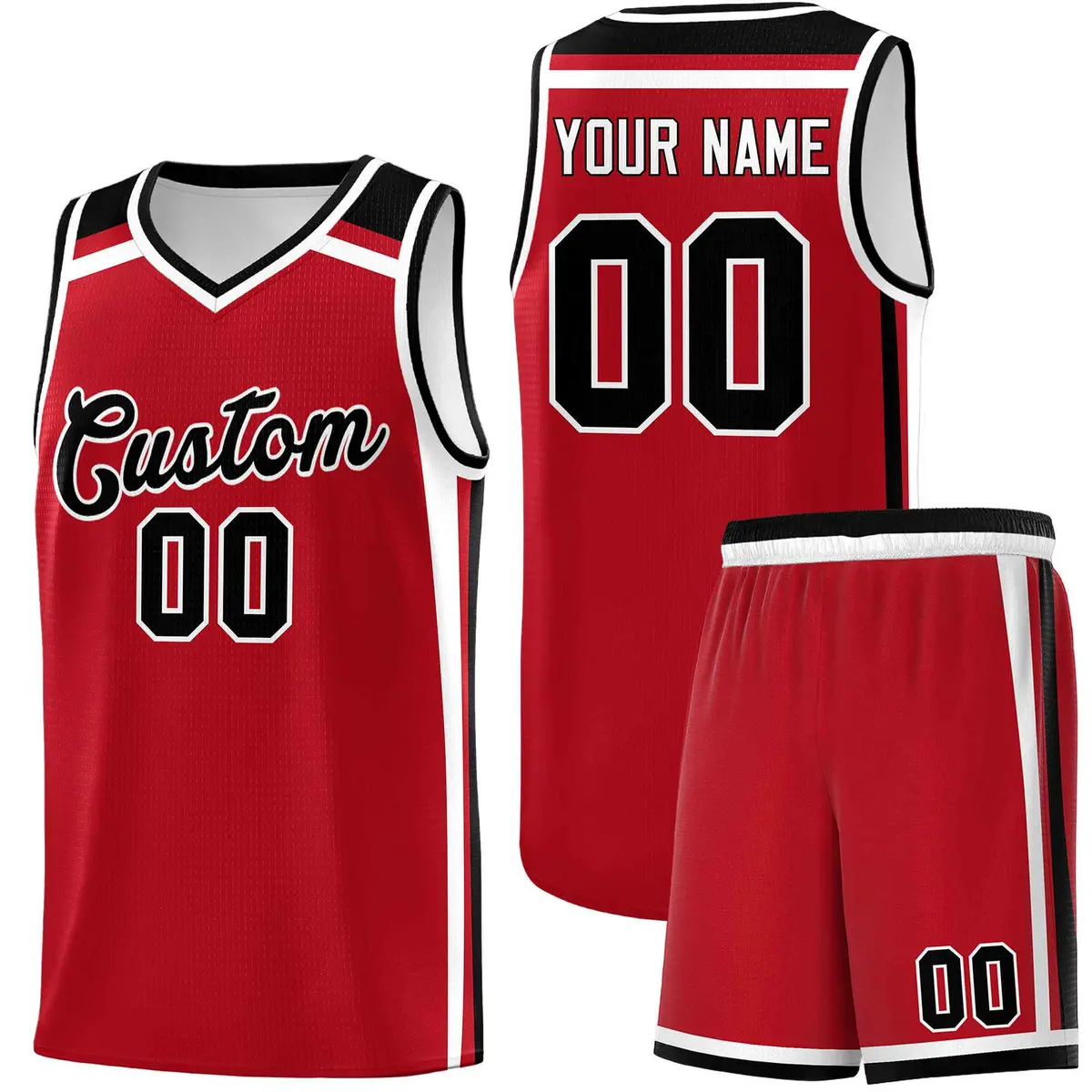 Red White Black Color Charge Series Team Basketball Jersey
