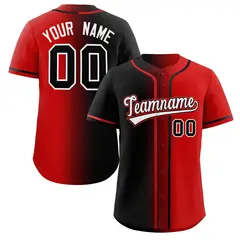 Red White-Black Gradient Fashion Authentic Baseball Jersey