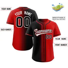 Red White-Black Gradient Fashion Authentic Baseball Jersey 3