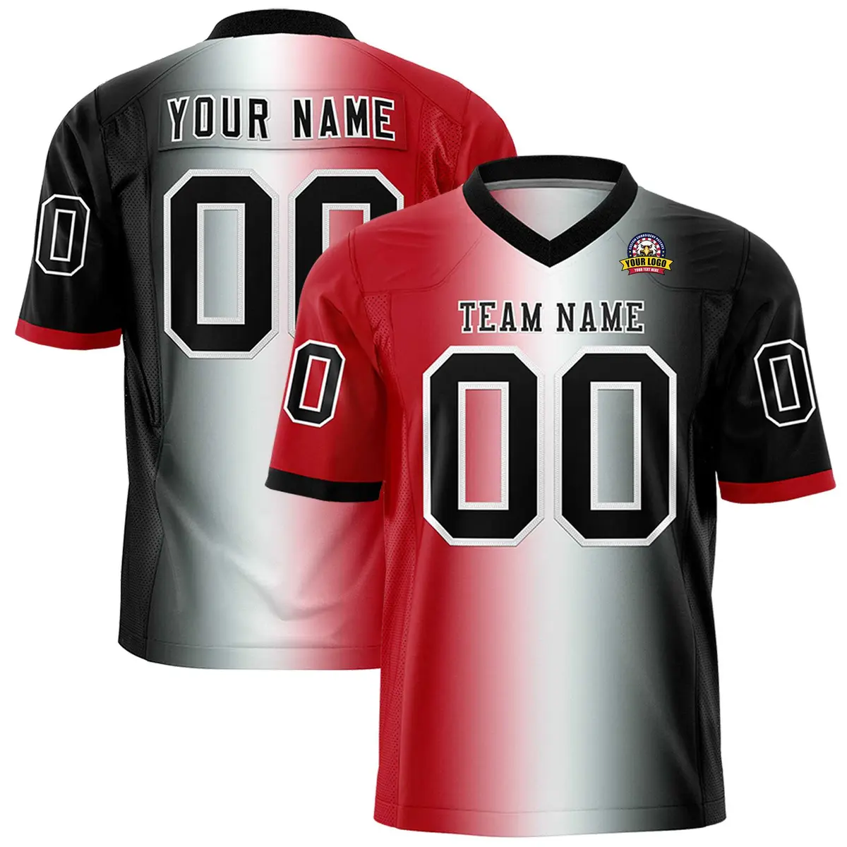 Red White-Black Gradient Fashion Authentic Football Jersey
