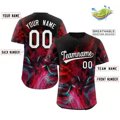 Red White-Black Graffiti Authentic Baseball Jersey 2