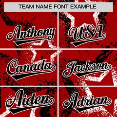 Red White Black Graffiti Star Ink Texture Baseball Jersey 3