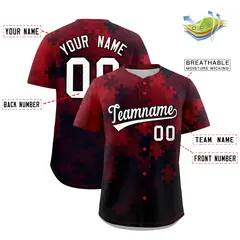 Red White Black Puzzle Elements Baseball Jersey 2