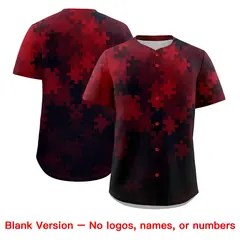 Red White Black Puzzle Elements Baseball Jersey 7