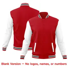 Red White Black Raglan Sleeve Cotton Letterman Jacket 6