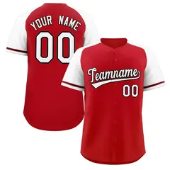 Red White-Black Raglan Sleeves Authentic Baseball Jersey