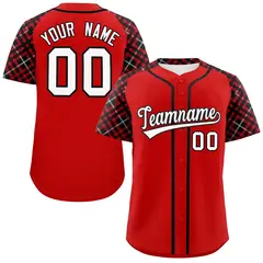 Red White-Black Raglan Sleeves Authentic Baseball Jersey
