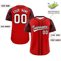 Red White-Black Raglan Sleeves Authentic Baseball Jersey 2