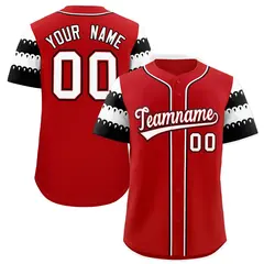 Red White Black Sleeve Flag Lace Baseball Jersey 1