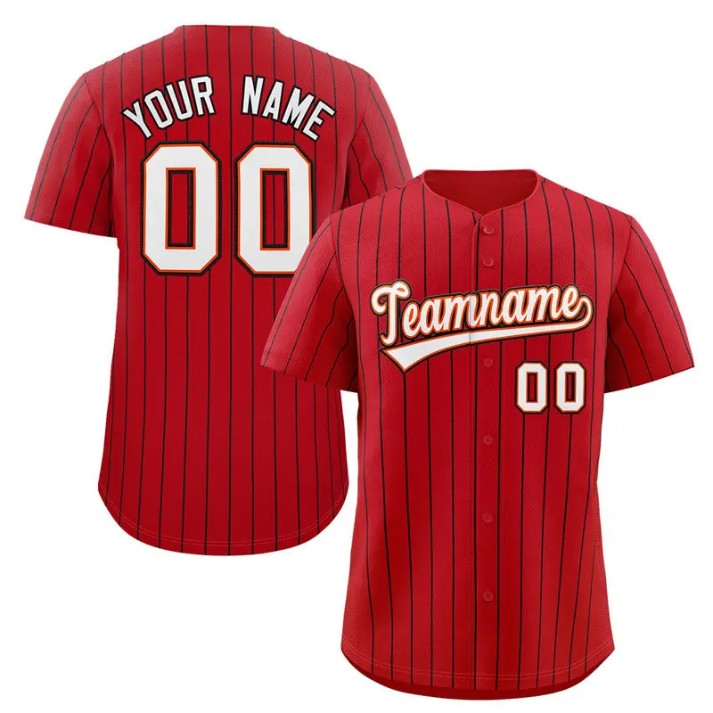 Red White-Black Stripe Authentic Fashion Baseball Jersey