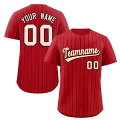 Red White-Black Stripe Authentic Fashion Baseball Jersey