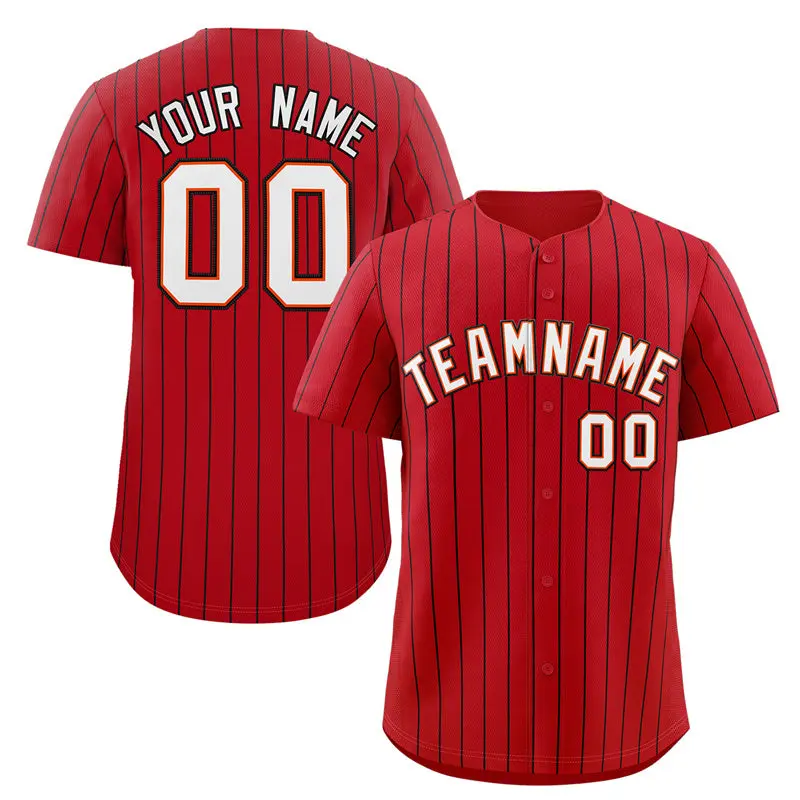Red White-Black Stripe Authentic Fashion Baseball Jersey