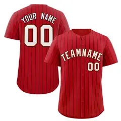 Red White-Black Stripe Authentic Fashion Baseball Jersey