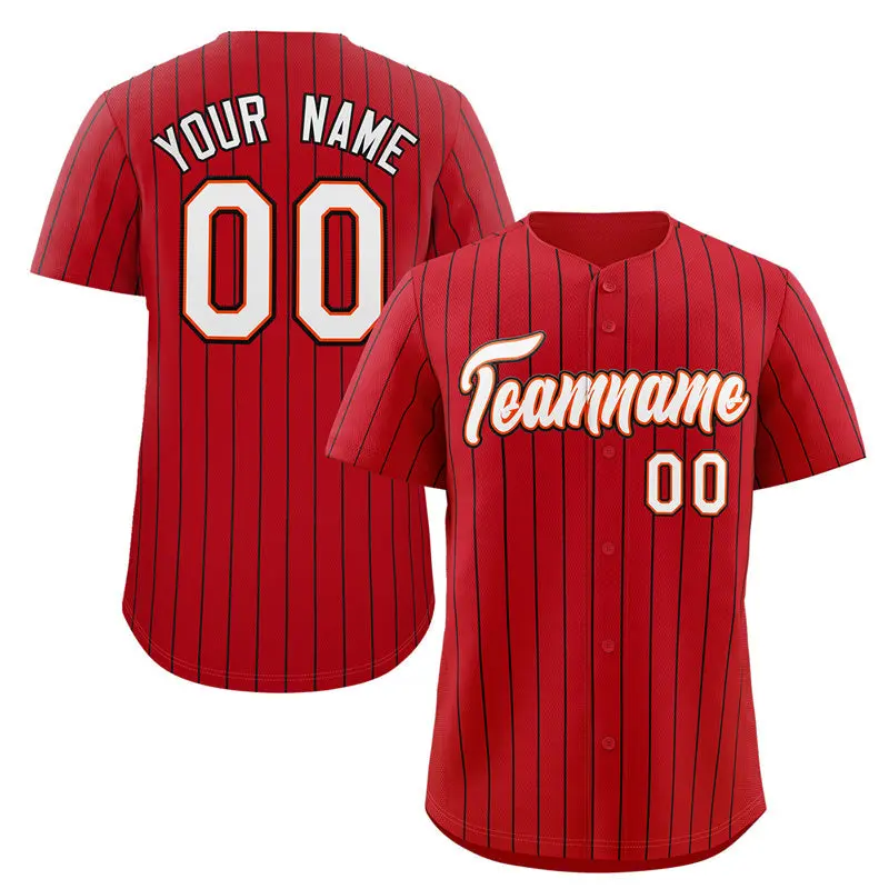Red White-Black Stripe Authentic Fashion Baseball Jersey