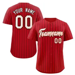 Red White-Black Stripe Authentic Fashion Baseball Jersey