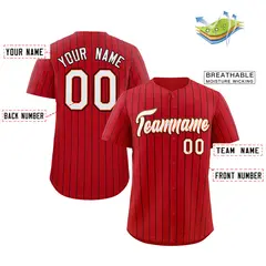 Red White-Black Stripe Authentic Fashion Baseball Jersey 2