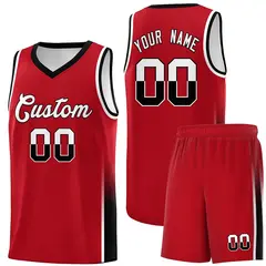 Red White Black Two Tone Font Basketball Jersey 1