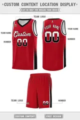 Red White Black Two Tone Font Basketball Jersey 2