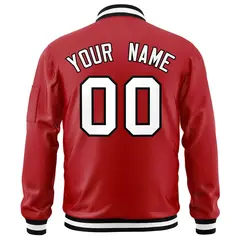 Red White-Black Varsity Full-Zip Letterman Bomber Jacket 4