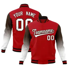 Red White Brown Gradient Varsity Raglan Letterman Jacket 1