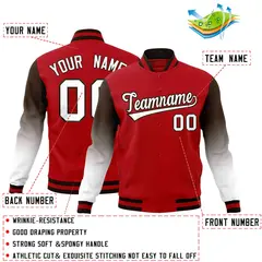 Red White Brown Gradient Varsity Raglan Letterman Jacket 2