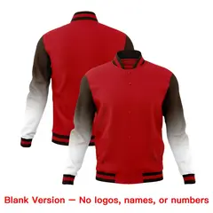 Red White Brown Gradient Varsity Raglan Letterman Jacket 7