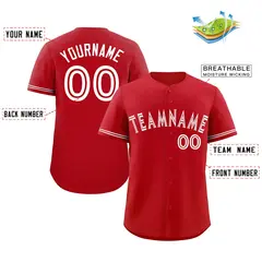 Red White Bull Classic Authentic Baseball Jersey 2