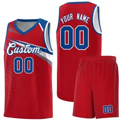 Red White Chest Color Block Basketball Uniform Jersey