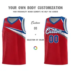 Red White Chest Color Block Basketball Uniform Jersey 3
