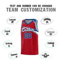 Red White Chest Color Block Basketball Uniform Jersey 4